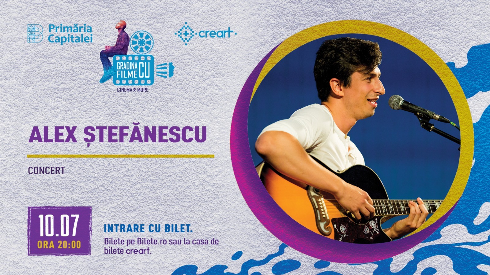 evenimente weekend 10-12 iulie Concert Alex Stefanescu la Gradina cu filme